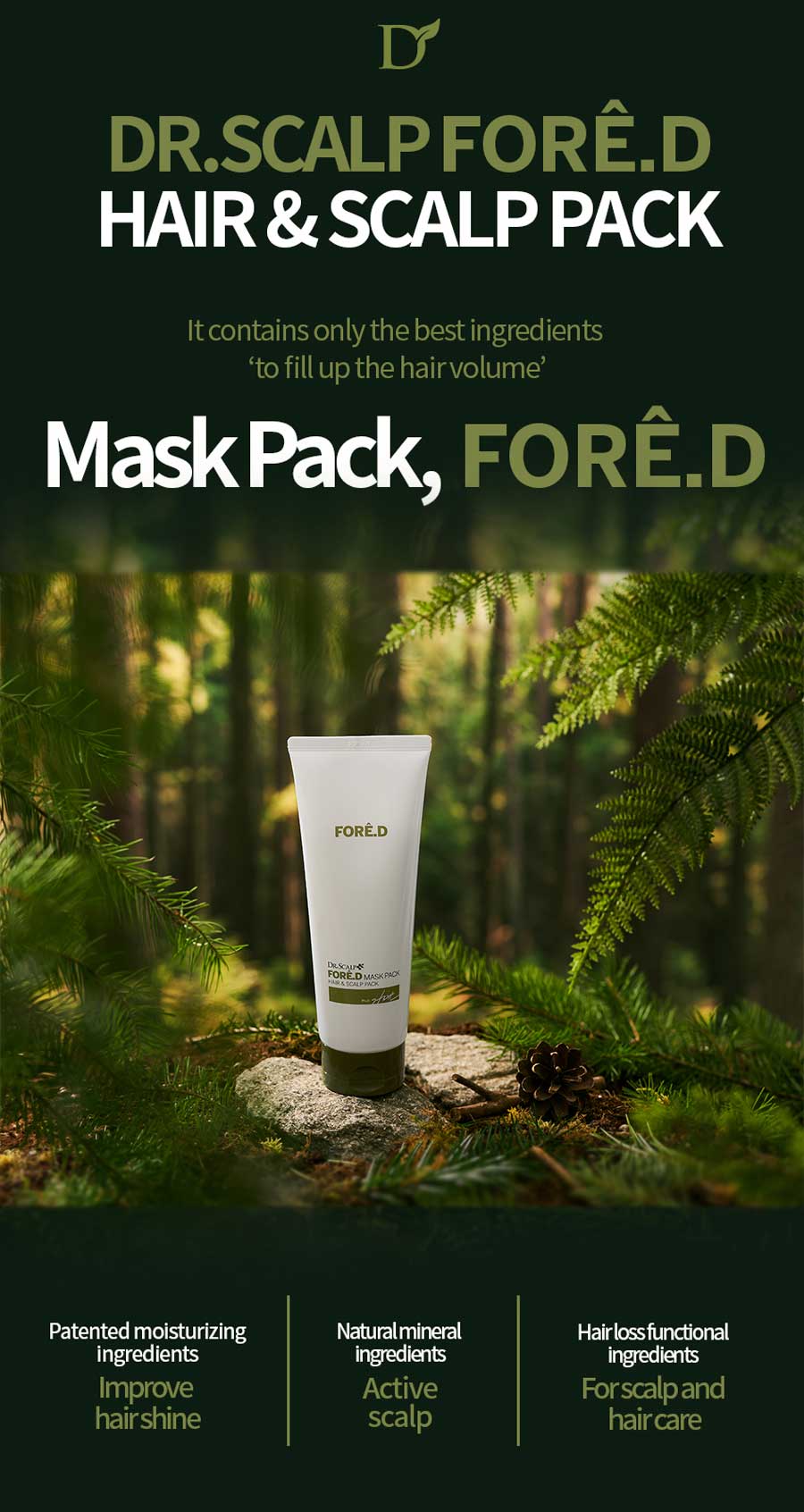 Dr.Scalp FORE.D Hair & Scalp Moisturizing Mask Pack for Anti Hair Loss for Women & Men
