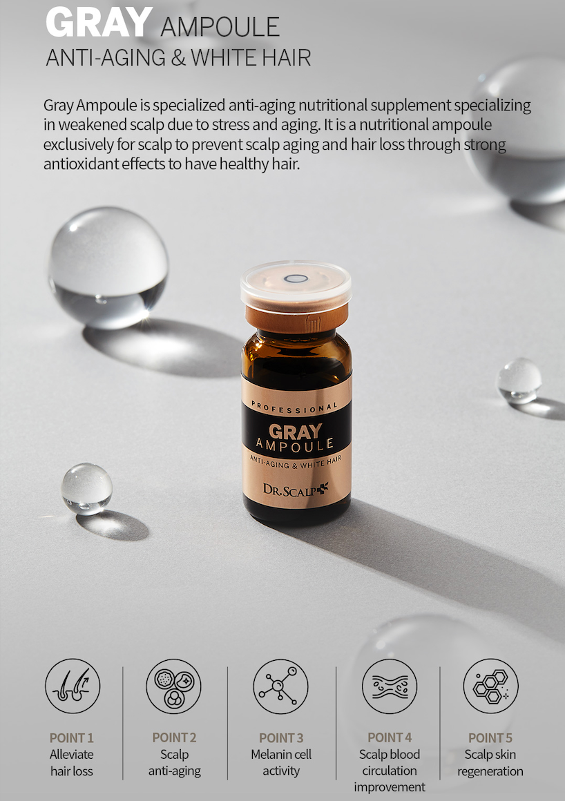 Dr.Scalp PRO Gray Ampoule - Anti-Greying Hair Serum for Men & Women