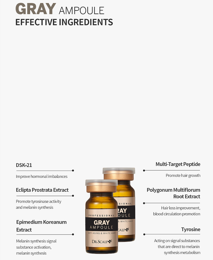Dr.Scalp PRO Gray Ampoule - Anti-Greying Hair Serum for Men & Women